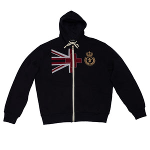 EMBLEM ZIP HOODIE - NAVY