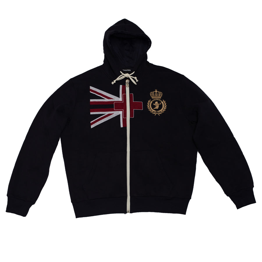 EMBLEM ZIP HOODIE - NAVY