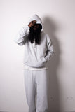 COZY HOODED SWEATSHIRT - HEATHER GREY