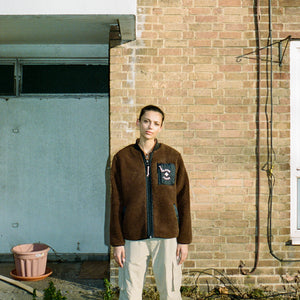 SHERPA FLEECE JACKET - BROWN