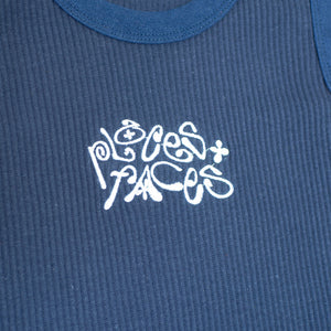 CURLY LOGO CROPPED TANK - NAVY