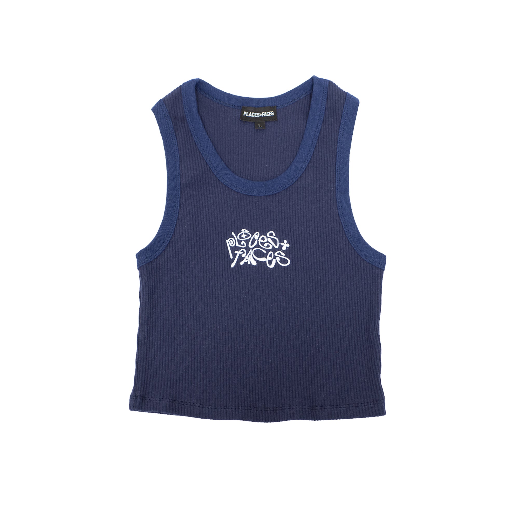 CURLY LOGO CROPPED TANK - NAVY
