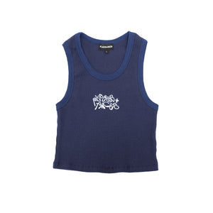 CURLY LOGO CROPPED TANK - NAVY