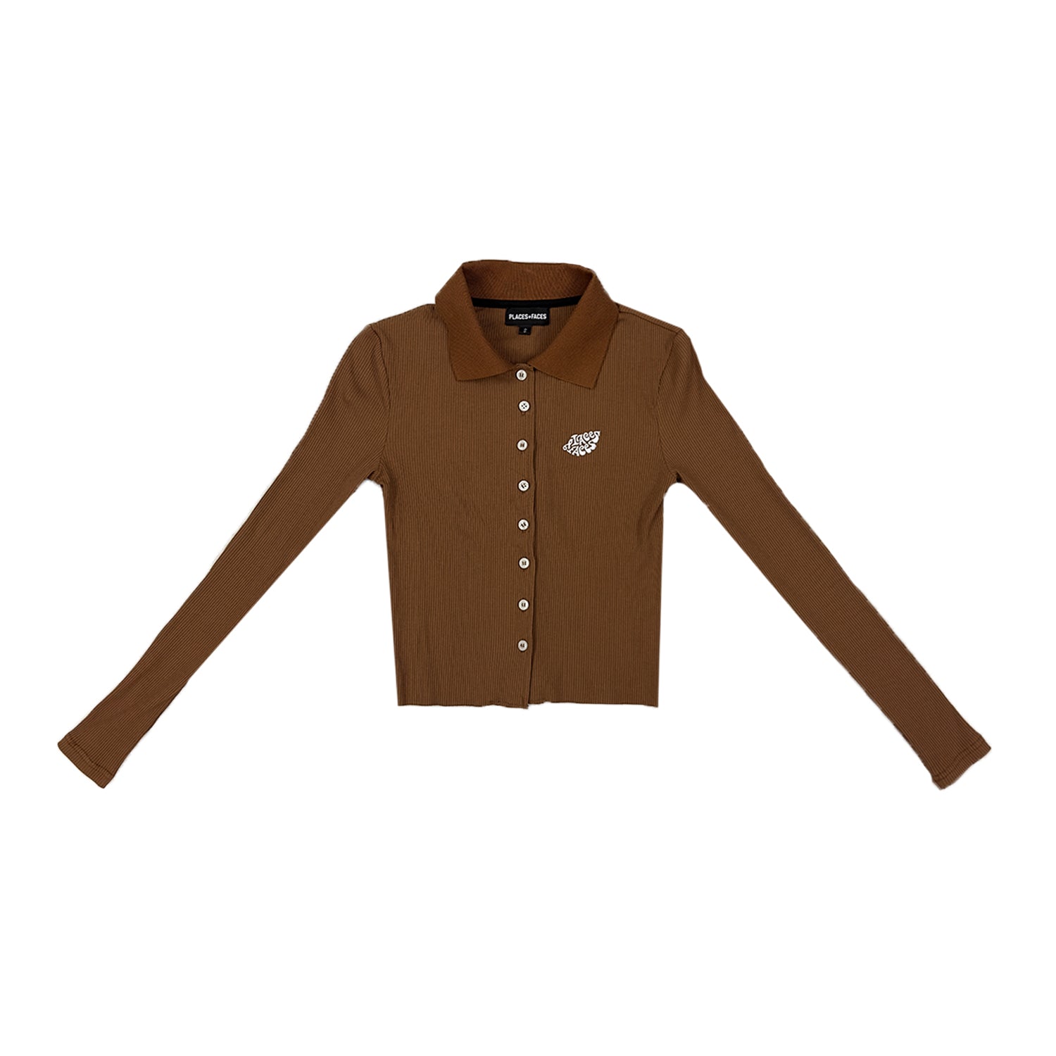 LONGSLEEVE BUTTON UP POLO - BROWN