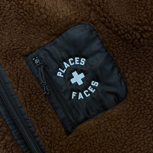 SHERPA FLEECE JACKET - BROWN